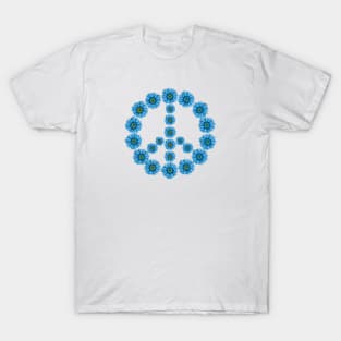 Blue flowers peace symbol T-Shirt